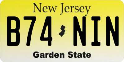 NJ license plate B74NIN