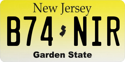 NJ license plate B74NIR
