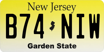 NJ license plate B74NIW