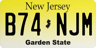 NJ license plate B74NJM