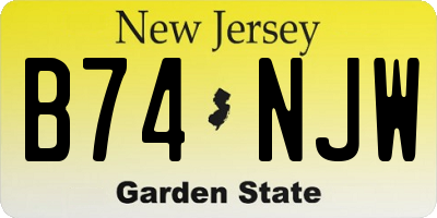 NJ license plate B74NJW
