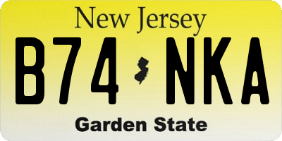 NJ license plate B74NKA