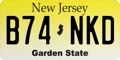 NJ license plate B74NKD