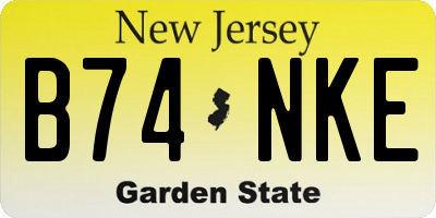 NJ license plate B74NKE
