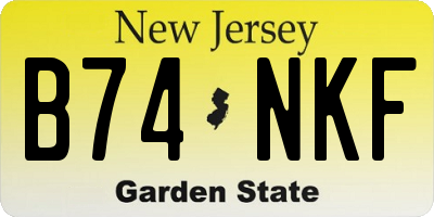 NJ license plate B74NKF