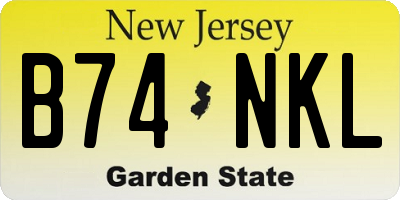 NJ license plate B74NKL
