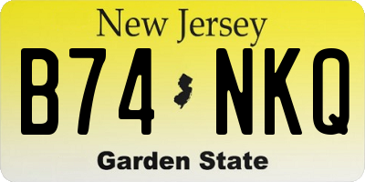 NJ license plate B74NKQ