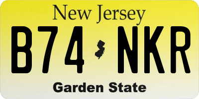 NJ license plate B74NKR