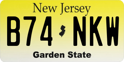 NJ license plate B74NKW