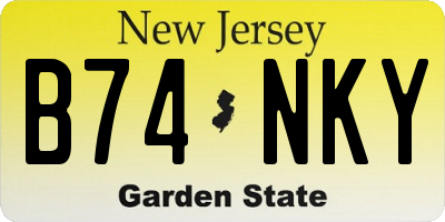 NJ license plate B74NKY