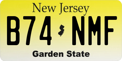 NJ license plate B74NMF