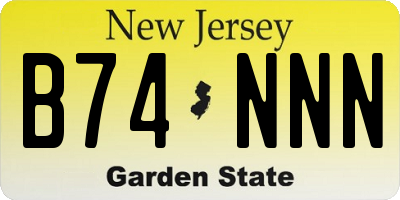 NJ license plate B74NNN