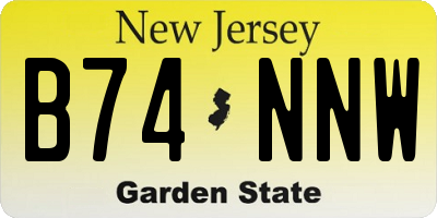 NJ license plate B74NNW