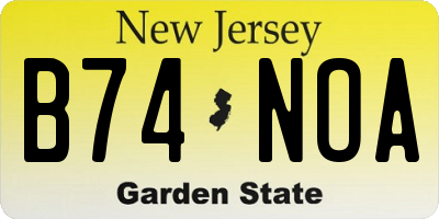 NJ license plate B74NOA