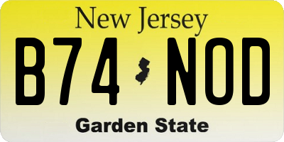 NJ license plate B74NOD