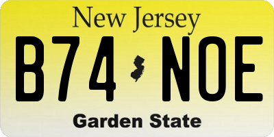 NJ license plate B74NOE