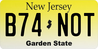 NJ license plate B74NOT