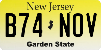 NJ license plate B74NOV