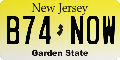 NJ license plate B74NOW