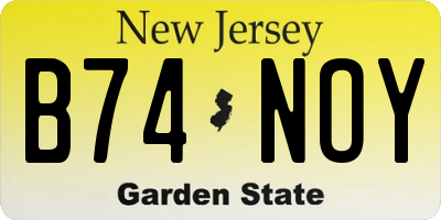 NJ license plate B74NOY