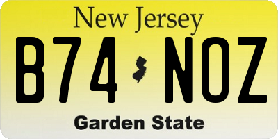 NJ license plate B74NOZ