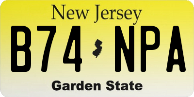 NJ license plate B74NPA