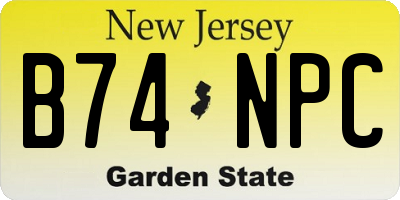 NJ license plate B74NPC