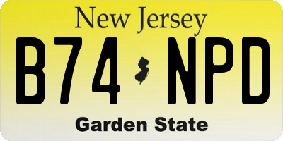 NJ license plate B74NPD