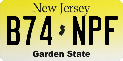 NJ license plate B74NPF
