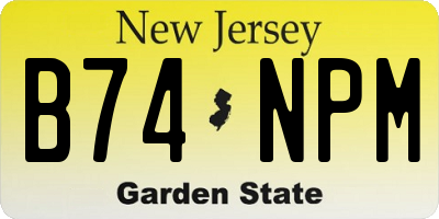 NJ license plate B74NPM