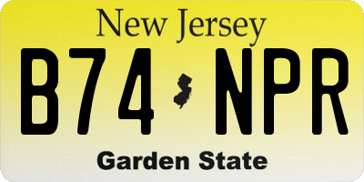 NJ license plate B74NPR