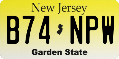 NJ license plate B74NPW