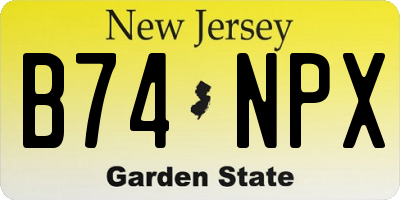 NJ license plate B74NPX