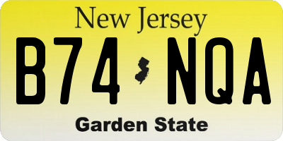 NJ license plate B74NQA