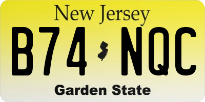 NJ license plate B74NQC