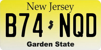NJ license plate B74NQD