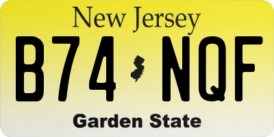 NJ license plate B74NQF