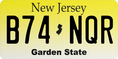 NJ license plate B74NQR