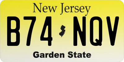 NJ license plate B74NQV