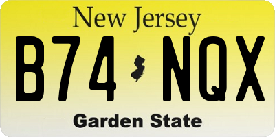 NJ license plate B74NQX