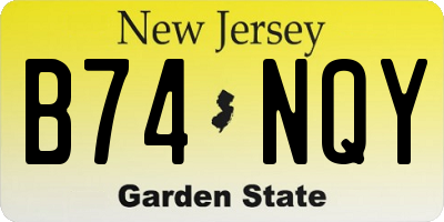 NJ license plate B74NQY