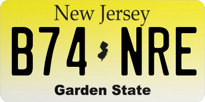 NJ license plate B74NRE
