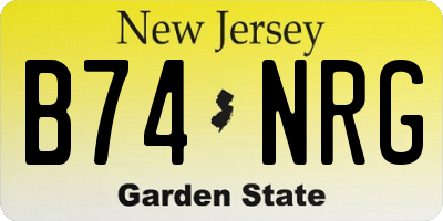 NJ license plate B74NRG
