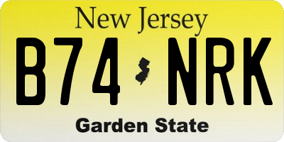 NJ license plate B74NRK