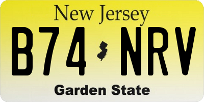 NJ license plate B74NRV