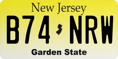 NJ license plate B74NRW