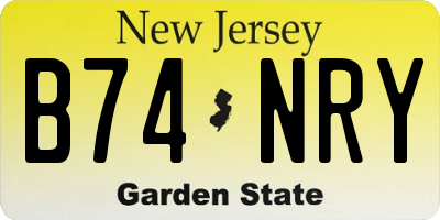 NJ license plate B74NRY