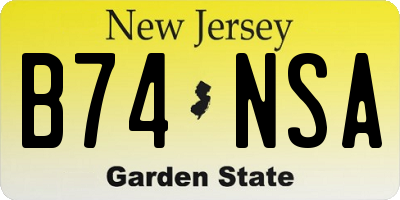 NJ license plate B74NSA