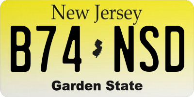 NJ license plate B74NSD