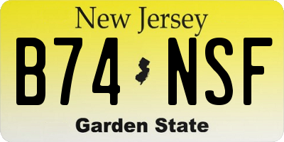 NJ license plate B74NSF